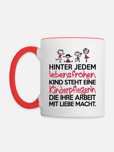 Kinderpflegerin mit Liebe - Tasse zweifarbig - Weiß/Rot