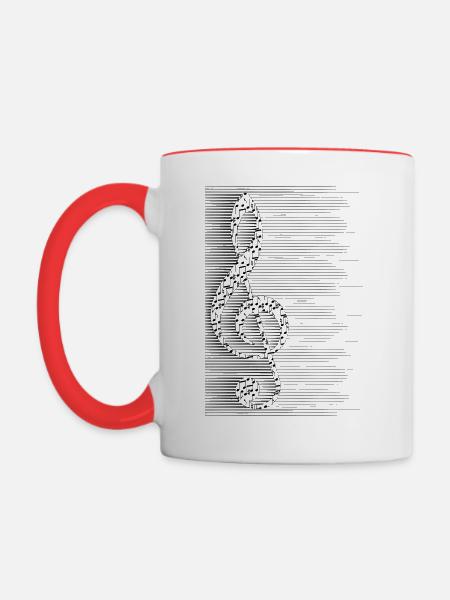 Musik überall dabei - Tasse zweifarbig - Weiß/Rot