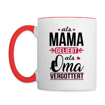Vergötterte Oma - Tasse zweifarbig - Weiß/Rot - Links