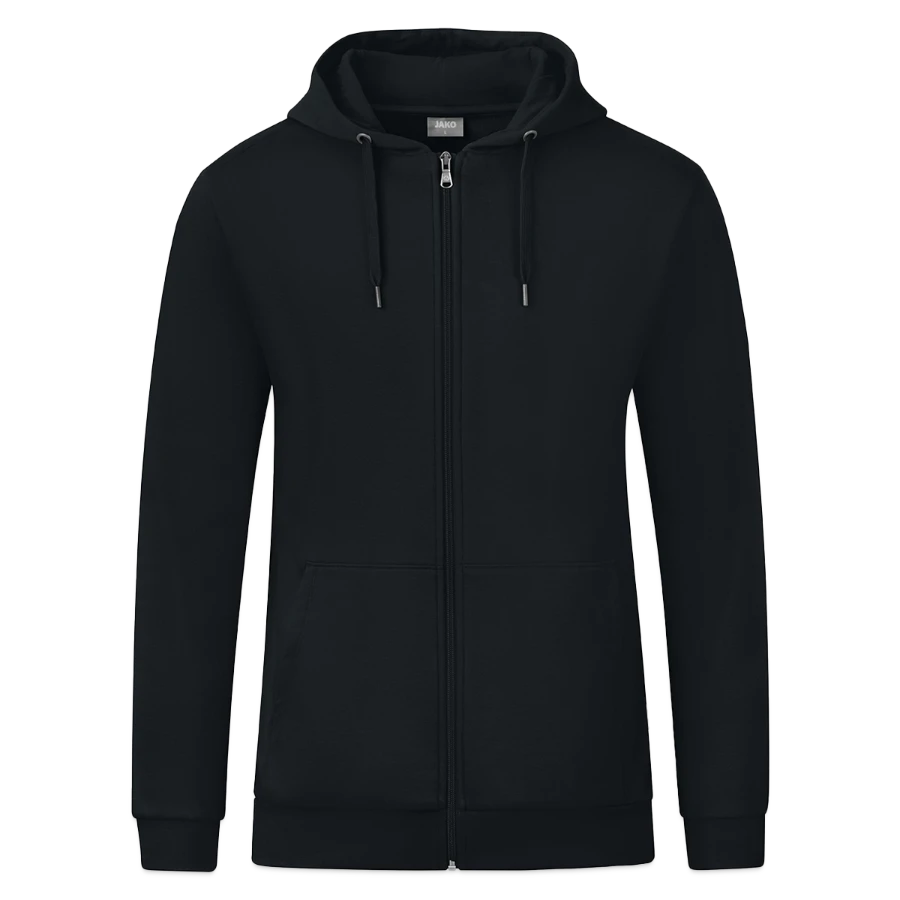 Interlaken badge on a jako organic hooded jacket , black