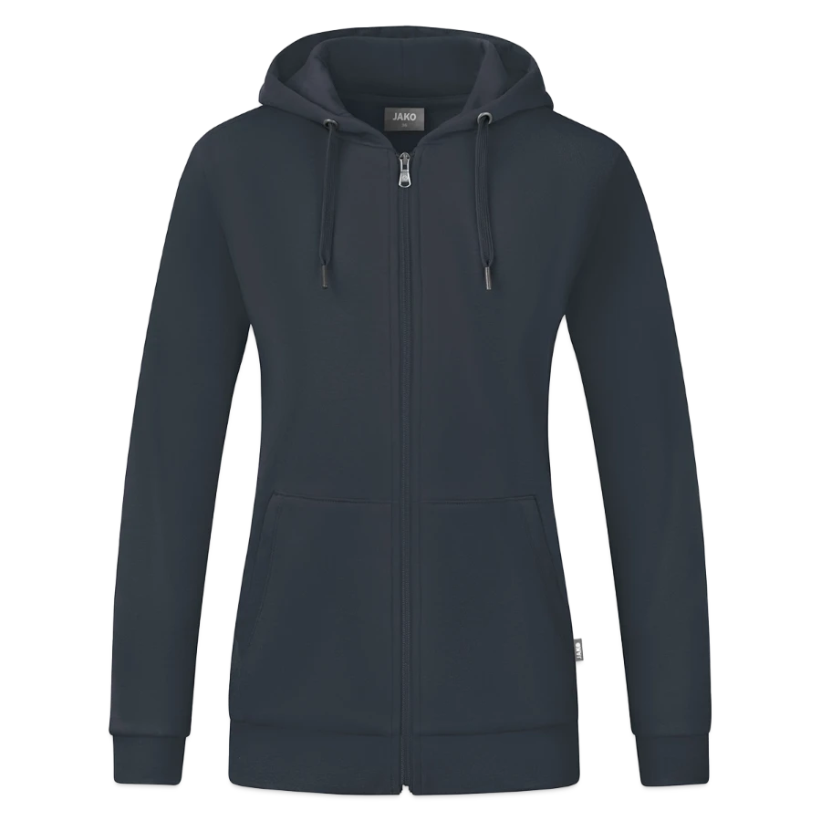 Switzerland badge on a jako organic women’s hooded jacket , anthracite