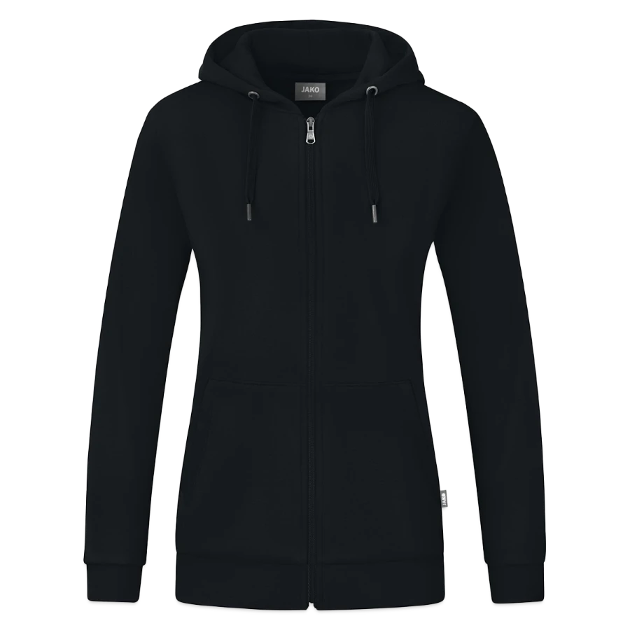 Interlaken badge on a jako organic women’s hooded jacket , black