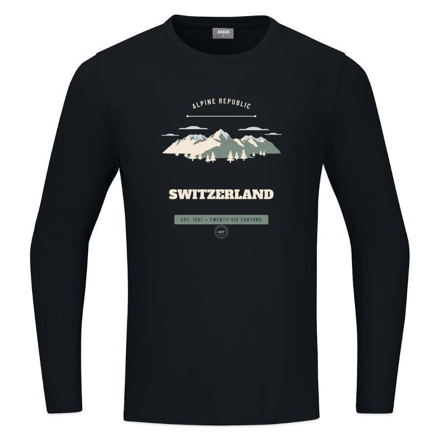 Switzerland badge on a jako longsleeve organic, black