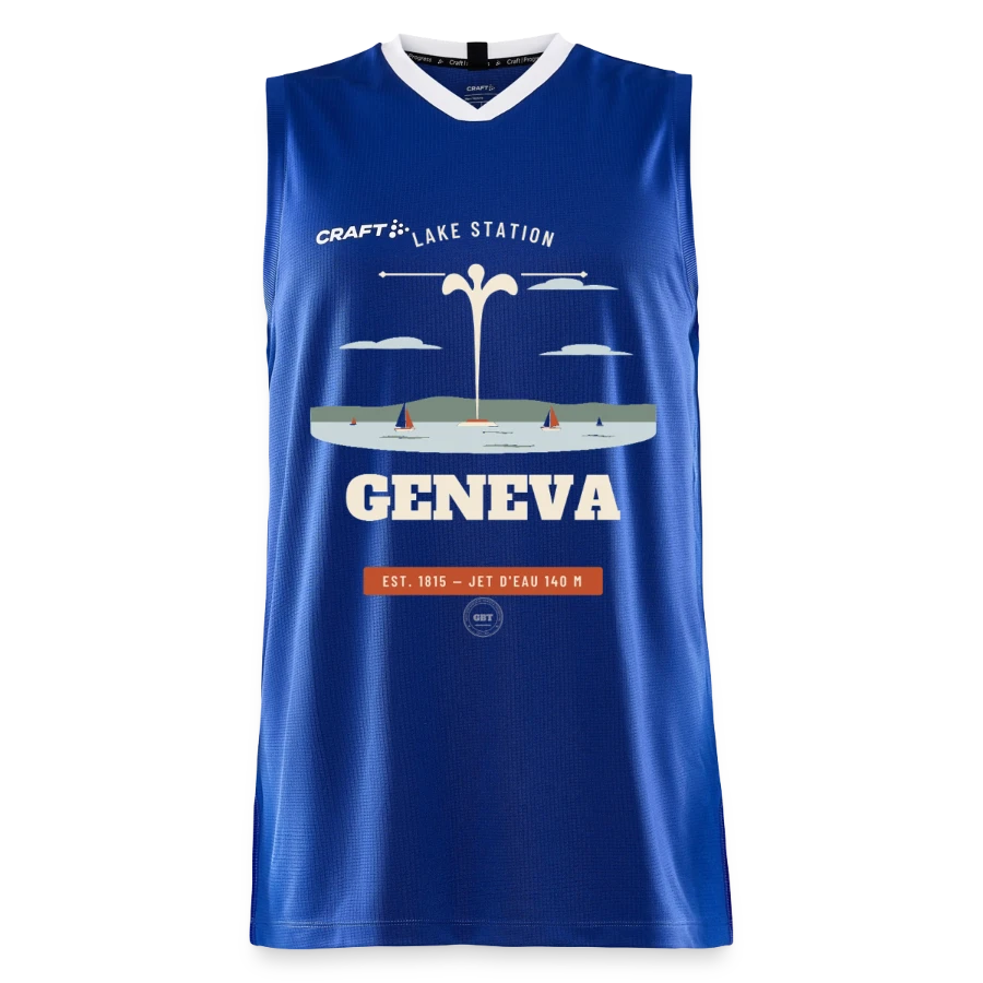 Geneva badge on a craft progress kids’ basketball jersey, royal blue