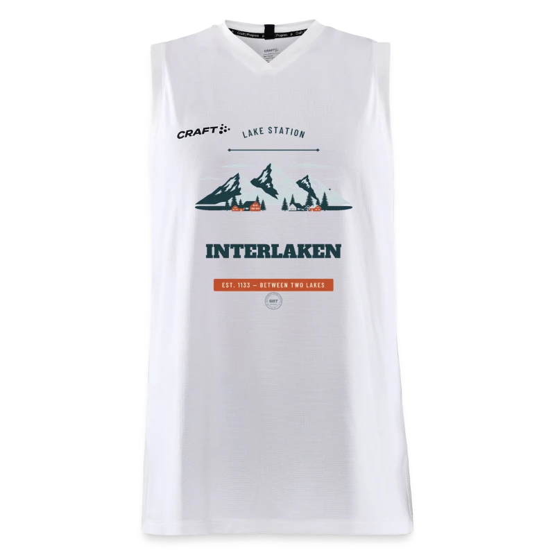 Interlaken badge on a craft progress men’s basketball jersey