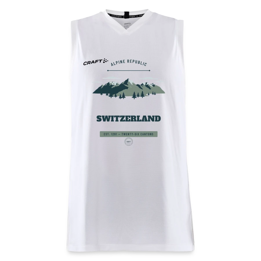 Switzerland badge on a craft progress men’s basketball jersey, white