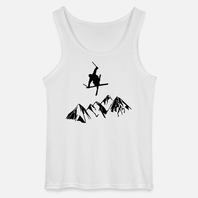 Berge mit Skifahrer - Gildan Männer Tank Top - Weiß