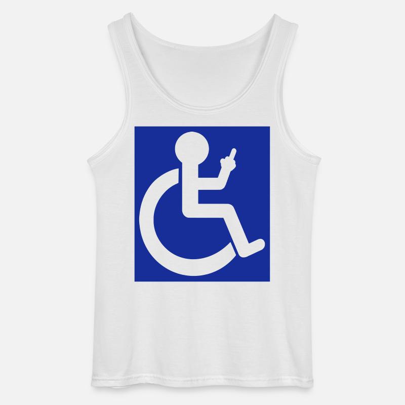 Rollstuhl-Symbol mit Mittelfinger # - Gildan Männer Tank Top - Weiß