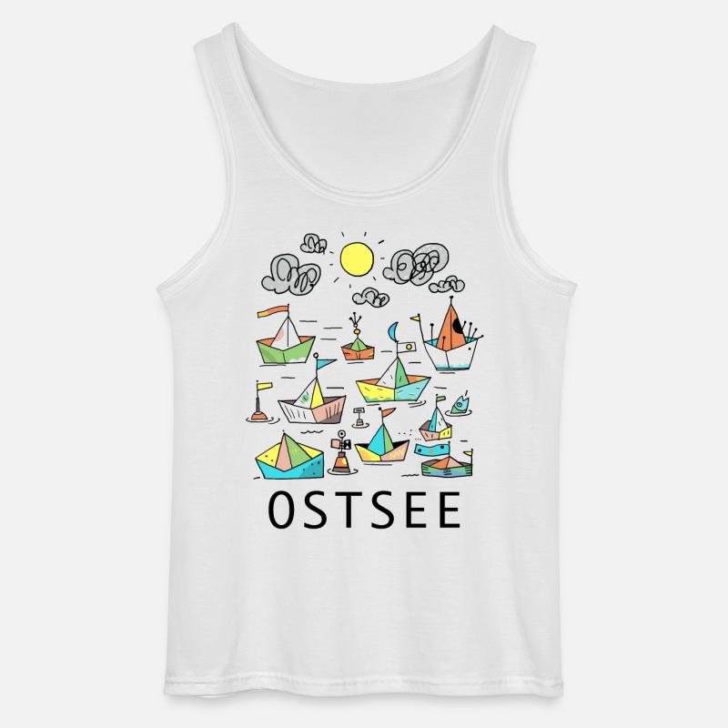 Origami-Boote im bunten Abendlicht - Gildan Männer Tank Top - Weiß