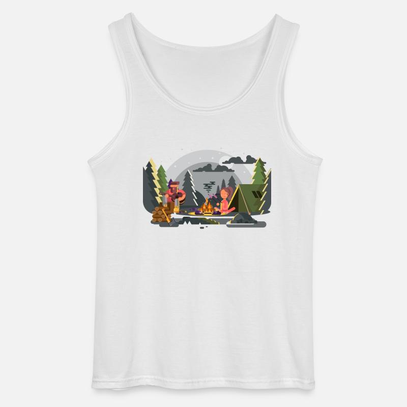Lagerfeuer Waldcamping Duo - Gildan Männer Tank Top - Weiß