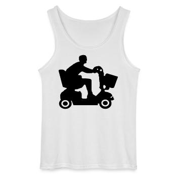 Image de personnes handicapées en scooter de mobilité # - Débardeur Gildan Homme - blanc - Devant - AI Model Male 185 dark (185cm)