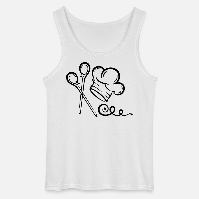 Cooking cap, cook, kitchen, cooking spoon - Gildan Men’s Tank Top - white
