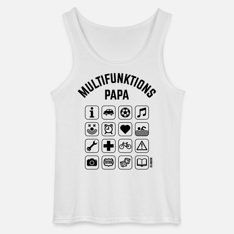 Multifunktions Papa (16 Icons) - Gildan Männer Tank Top - Weiß