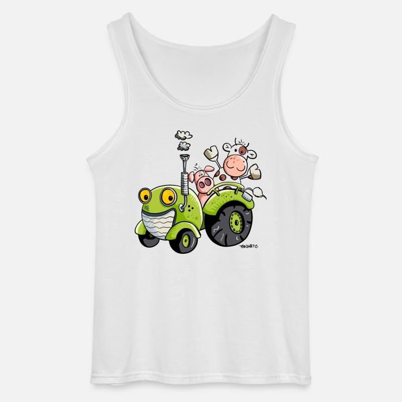 Tiere auf Traktor - Gildan Männer Tank Top - Weiß