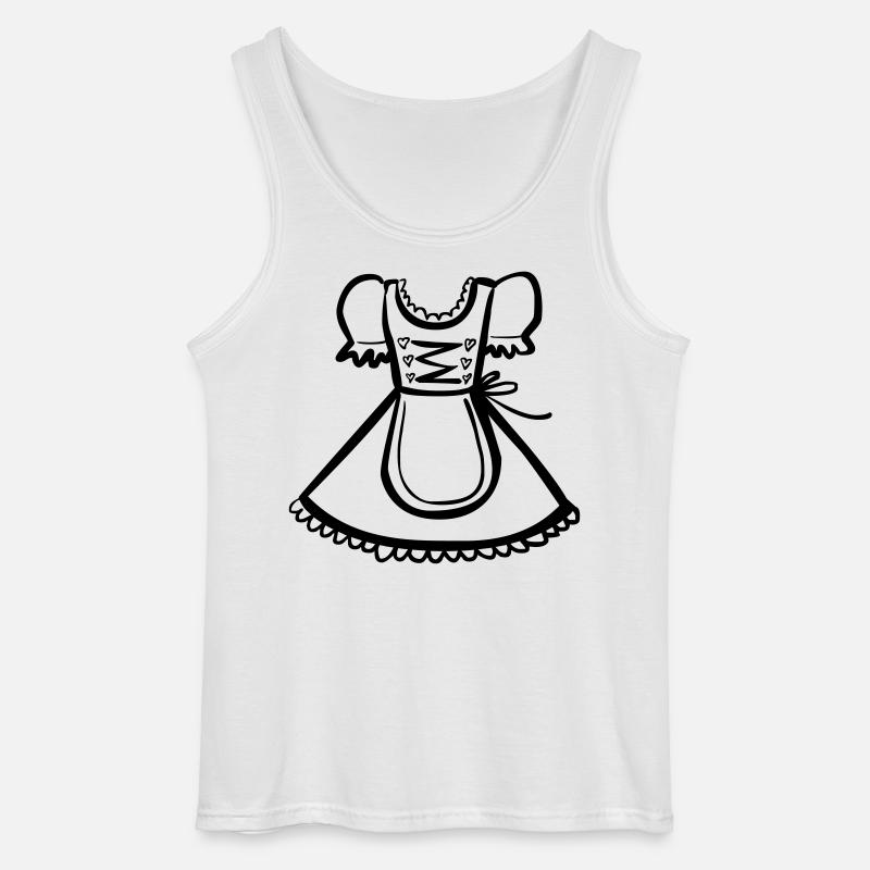 Dirndl – Schwarz-Weiß-Zeichnung – einfärbbar - Gildan Männer Tank Top - Weiß