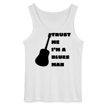 Blues man, musicien, instrument, guitare # - Débardeur Gildan Homme - blanc - Devant - AI Model Male 185 dark (185cm)