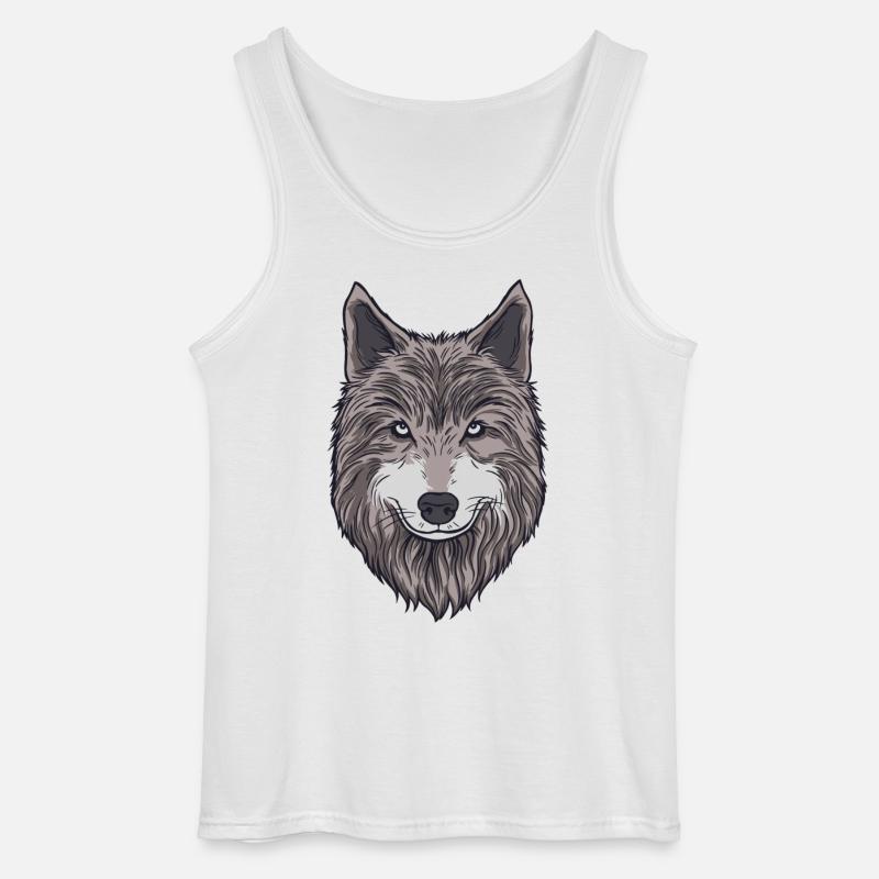 Stolzer Wolfskopf - Gildan Männer Tank Top - Weiß