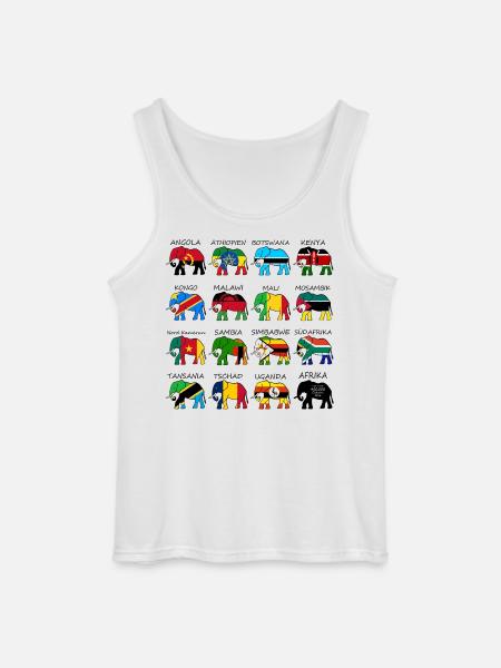 ELEPHANTS OF AFRICA with flags - Gildan Men’s Tank Top - white