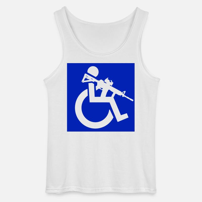 Bild eines Rollstuhlfahrers mit einem Gewehr # - Gildan Männer Tank Top - Weiß