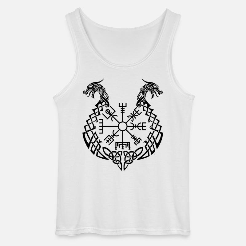 Schwarzer Drache und Wikingerkompass - Gildan Männer Tank Top - Weiß