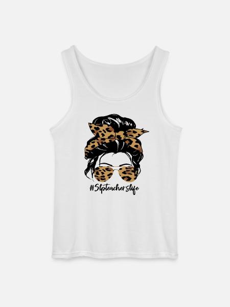 Leopard Bow Hair & Sunglasses - Gildan Men’s Tank Top - white