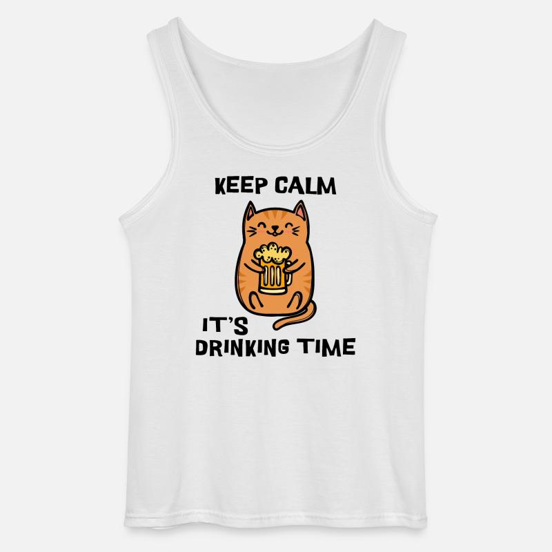 Fest Bier Statement Trinken Katze - Gildan Männer Tank Top - Weiß