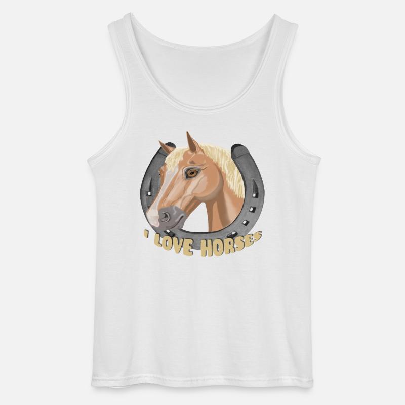 Ich liebe Pferde Pferd Pferd - Gildan Männer Tank Top - Weiß