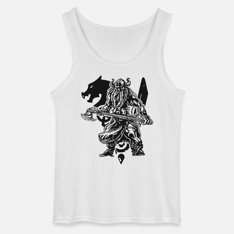 Valhalla - Viking - Wikinger mit Axt - Gildan Männer Tank Top - Weiß