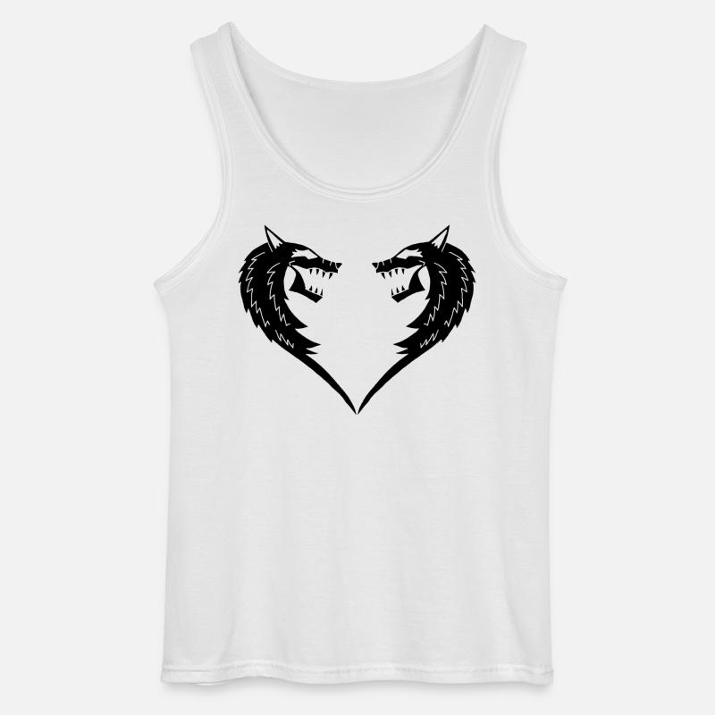 Schwarzes Wolfsherz - Gildan Männer Tank Top - Weiß