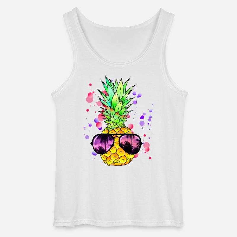 Bunte Ananas Kunst - Gildan Männer Tank Top - Weiß