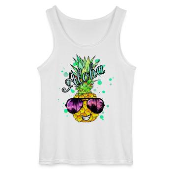 Aloha pineapple with splashes of paint - Gildan Men’s Tank Top - white - Front - AI Model Male 185 dark (185cm)