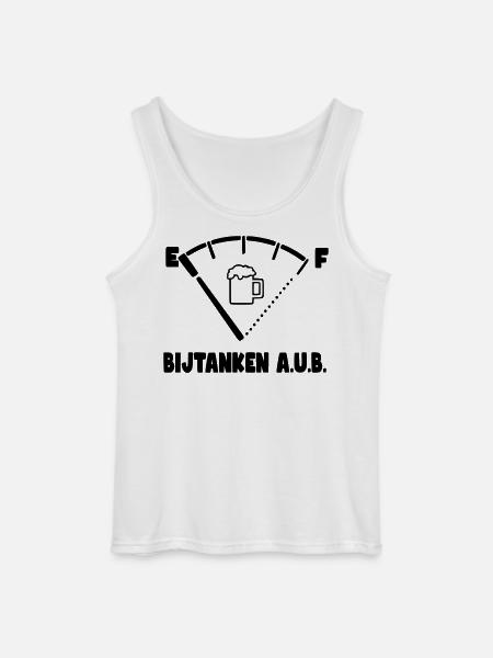 Bijtanken want mijn bier is op! # - Gildan mannen tanktop - wit