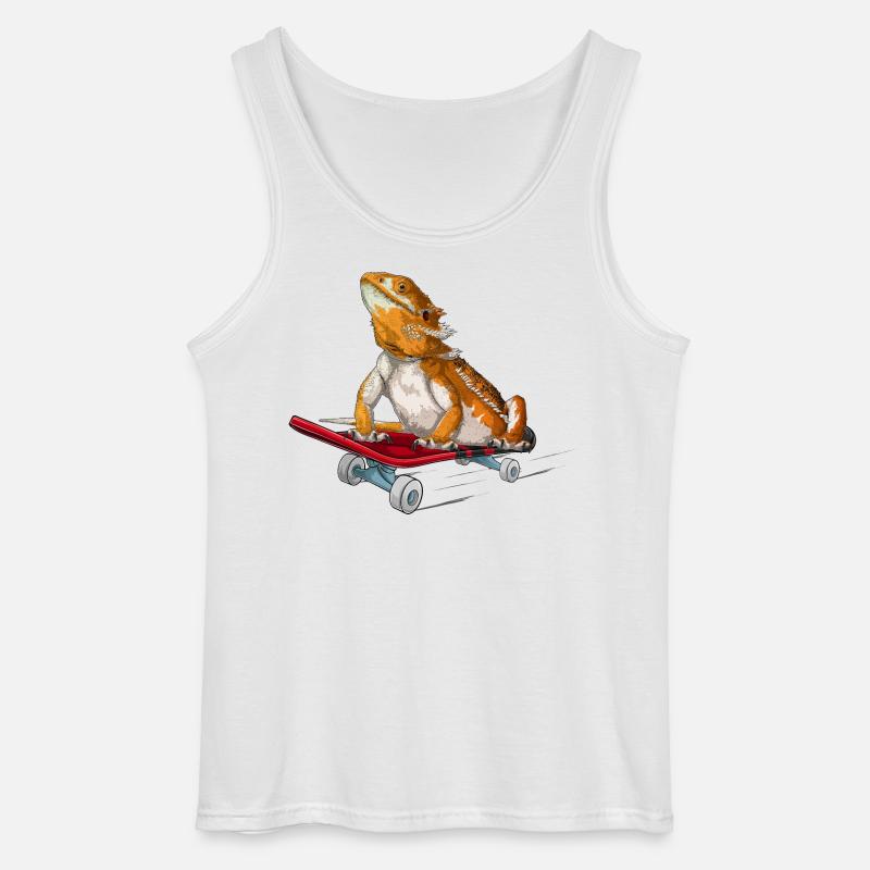 Bartdrache auf einem Skateboard - Gildan Männer Tank Top - Weiß