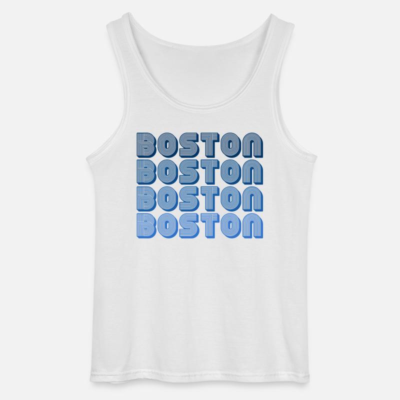 Boston Block Grid Muster - Gildan Männer Tank Top - Weiß