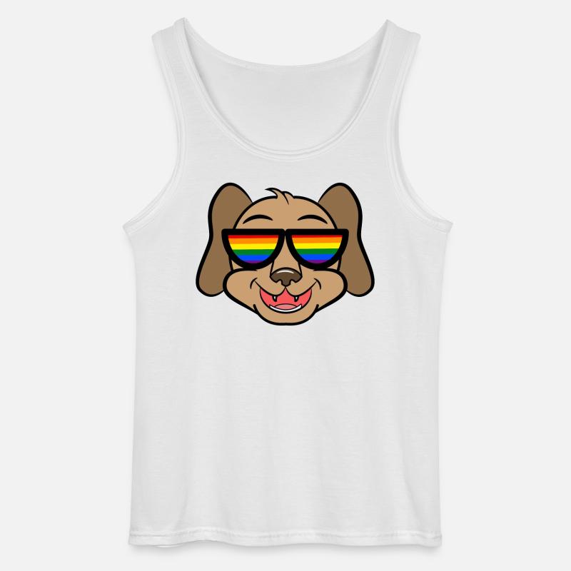 Cool hund Lgbt Rainbow Lesbiske Bøsser - Gildan tanktop til mænd - hvid