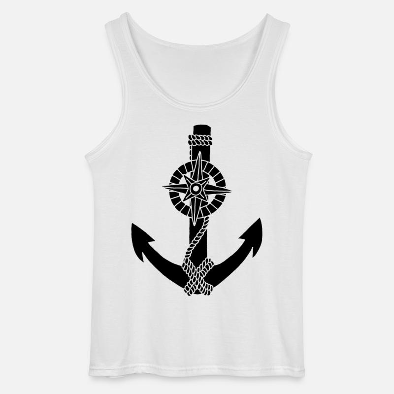 Schwarzer Ankerkompass - Gildan Männer Tank Top - Weiß