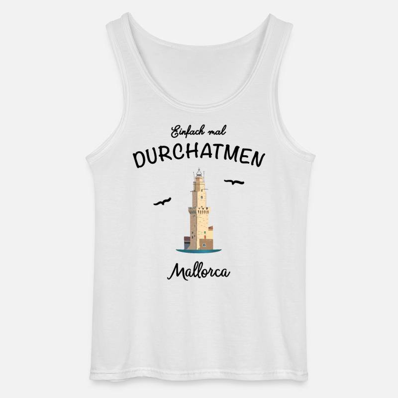 Mallorca, Einfach mal Durchatmen - Gildan Männer Tank Top - Weiß