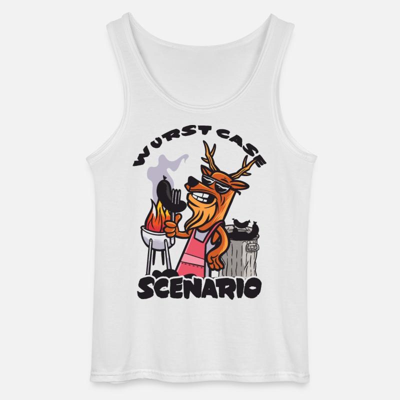Wurst Case Scenario, Verkohlte Bratwurst - Gildan Männer Tank Top - Weiß