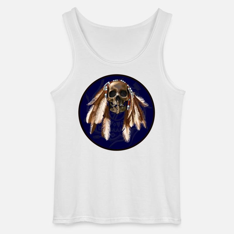 scull with feathers around - Gildan Männer Tank Top - Weiß
