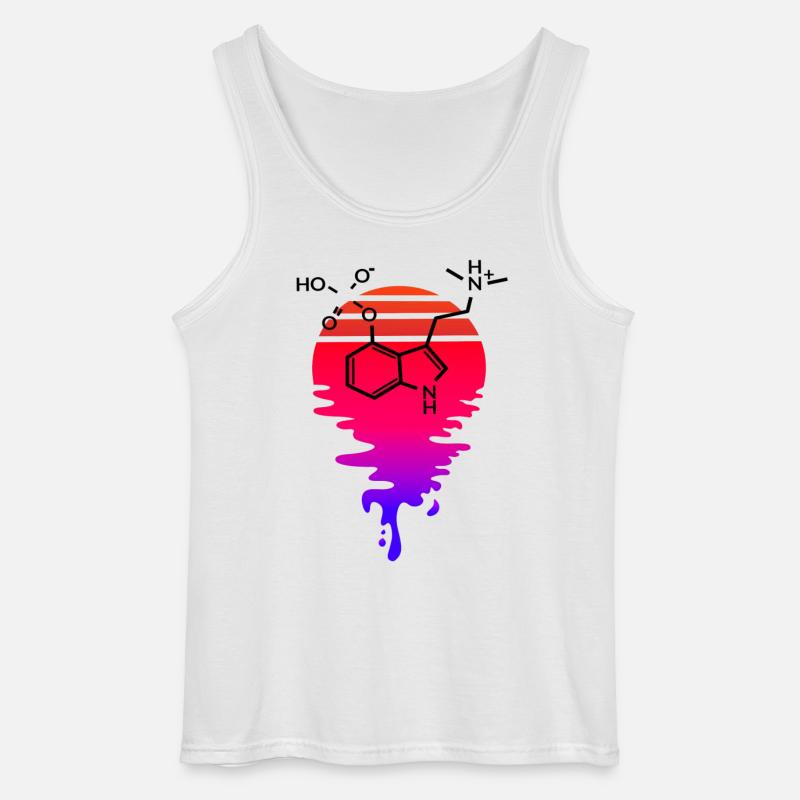 Psilocybin Molecule with Retro Sunset - Gildan Men’s Tank Top - white