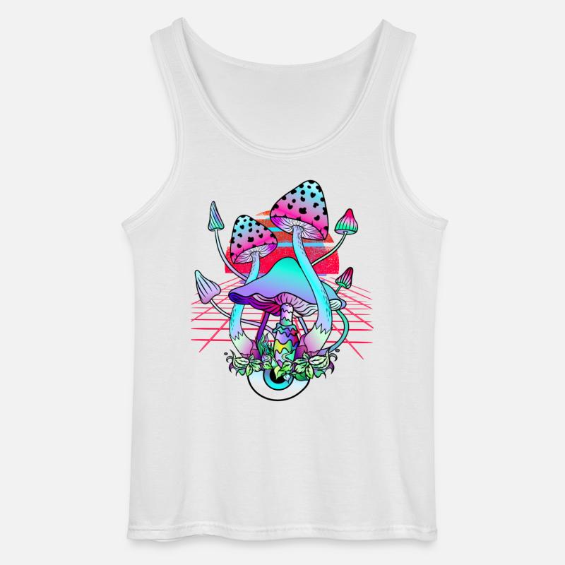 Psychedelische Pilze - Retro Wave Sunset - Gildan Männer Tank Top - Weiß