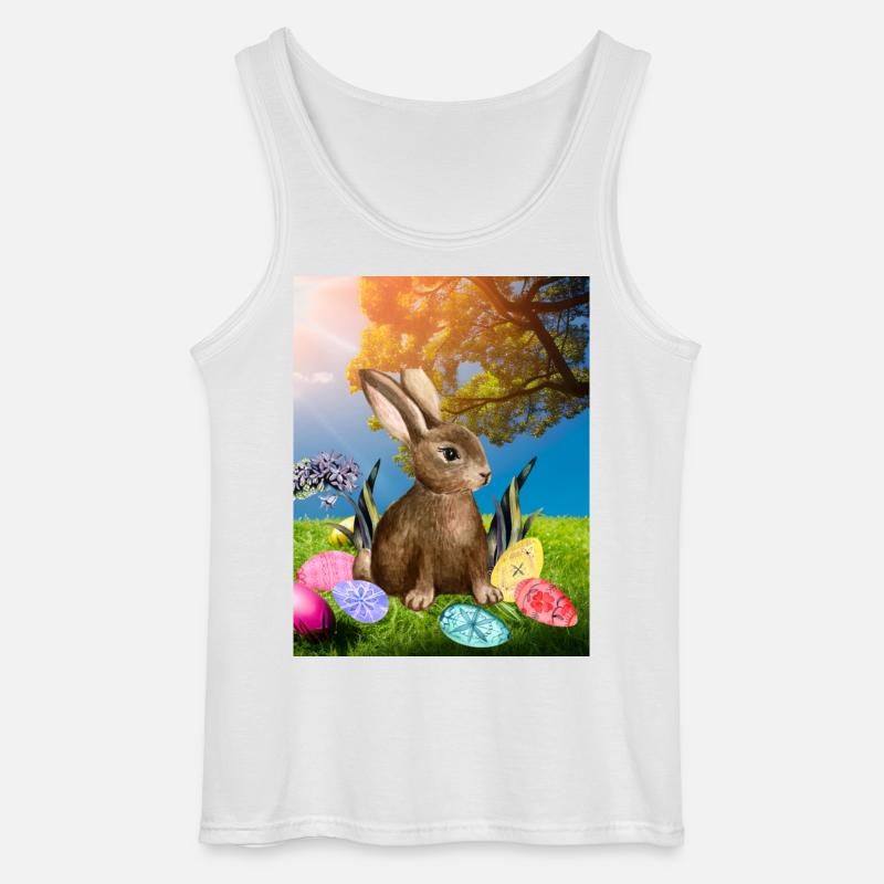 Spring Easter bunny with Easter eggs - Gildan Men’s Tank Top - white