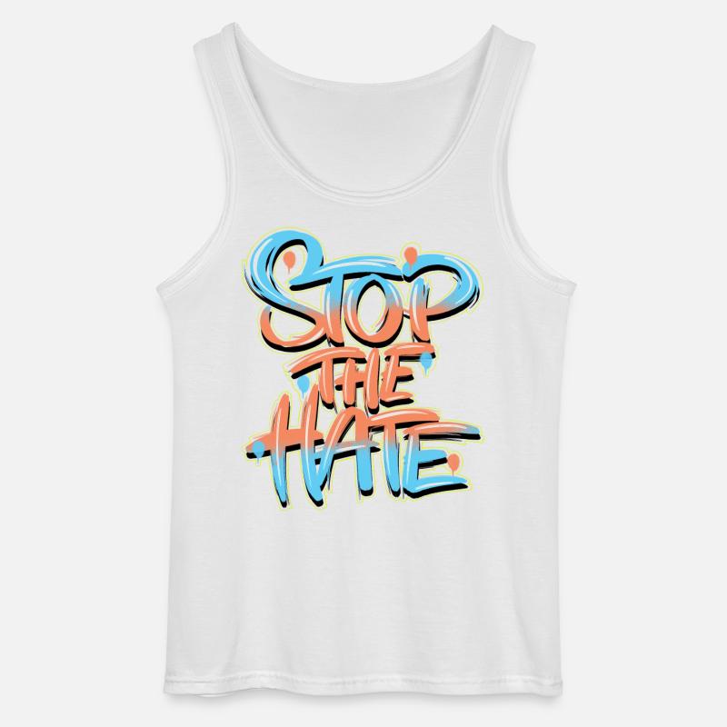 Stop Hate Graffiti - Gildan Men’s Tank Top - white
