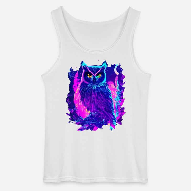 Neon leuchtende Eule Synthwave - Gildan Männer Tank Top - Weiß