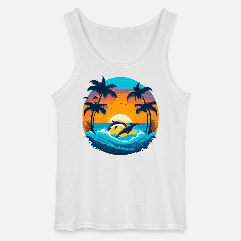 Delphin Sunset - Gildan Männer Tank Top - Weiß