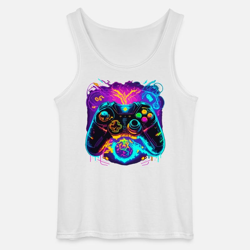 Power Graffiti Gaming Controller - Gildan Men’s Tank Top - white