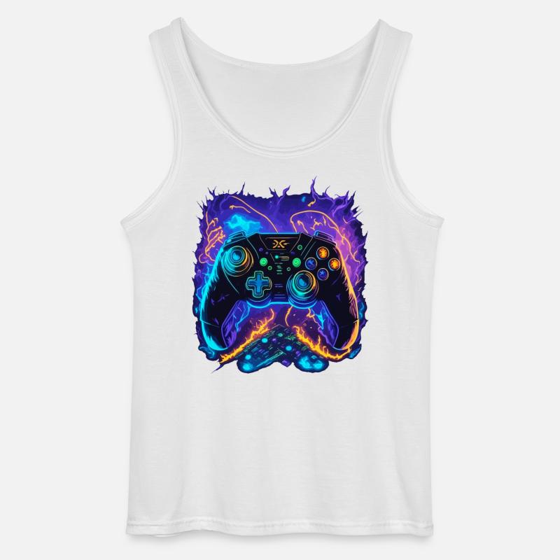 Powerful Gaming Controller Art - Gildan Männer Tank Top - Weiß