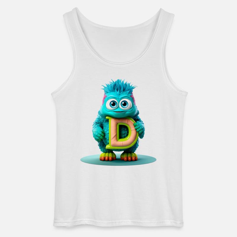 Buntes Monster mit hellem Buchstaben D - Gildan Männer Tank Top - Weiß