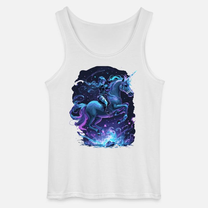 Mystisches Einhorn mit Reiterin - Gildan Männer Tank Top - Weiß