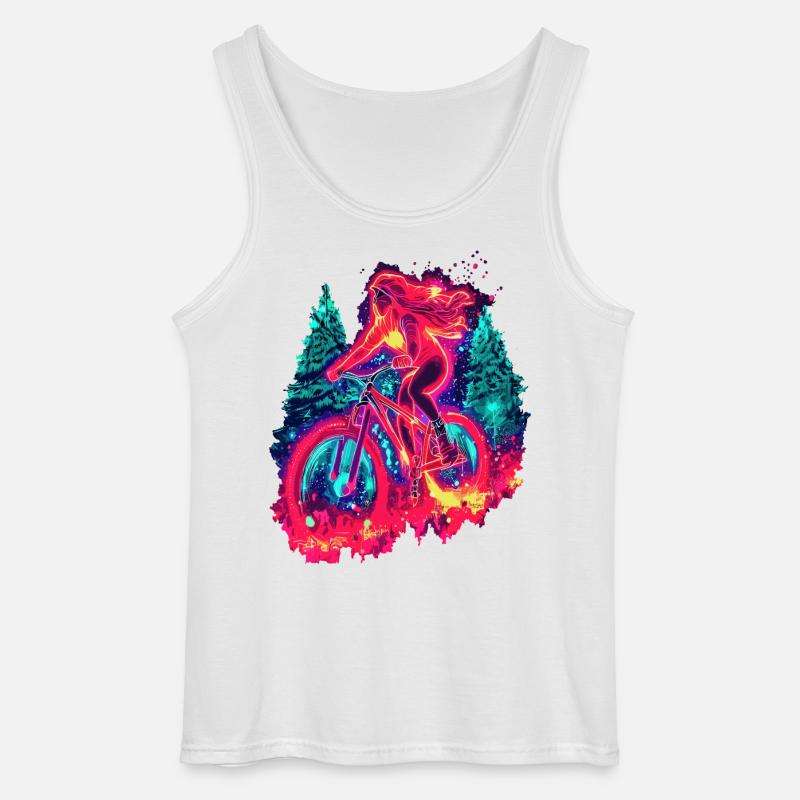 Synthwave Mountainbike Mädchen Waldfahrt - Gildan Männer Tank Top - Weiß